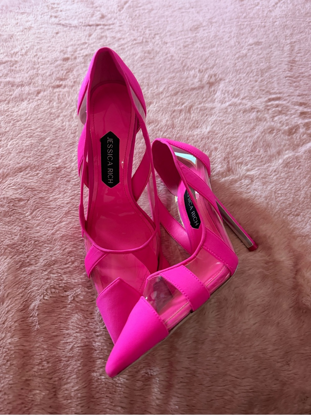 Jessica Rich Neon Pink Pointed Toe Stiletto Heels